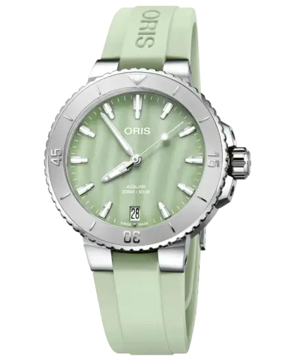 Oris Aquis Grön/Gummi 36.5 mm Automatisk 01 733 7770 4157-07 4 18 67FC