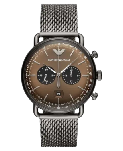 Emporio Armani Aviator Brun/Grå Stål 43 mm