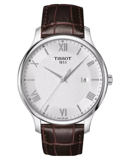 Tissot Tradition Silverfärgad/Läder 42 mm