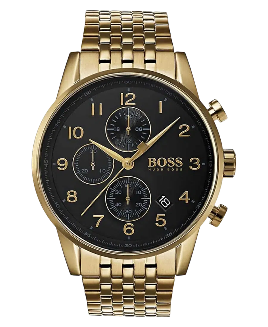 1513531 Hugo Boss Chronograph Svart/Gulguldtonat stål 44 mm - Bild 1
