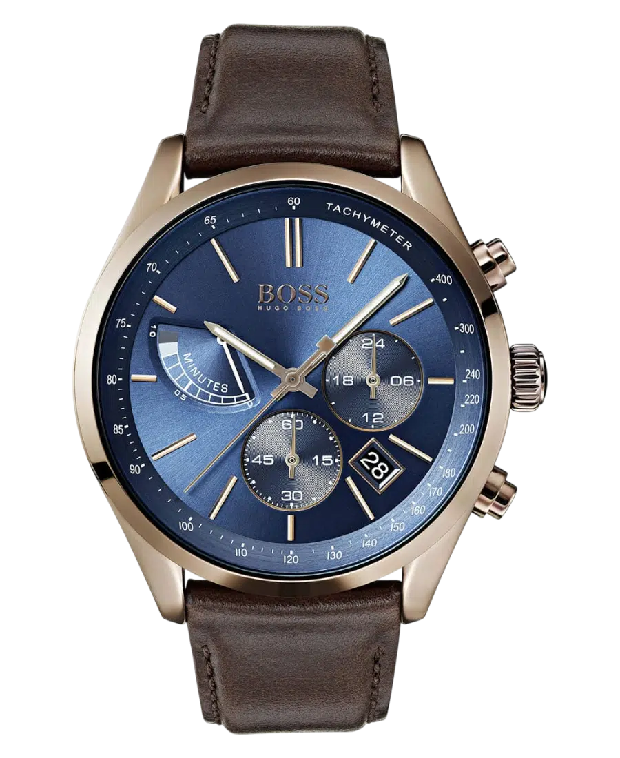 1513604 Hugo Boss Chronograph Blå/Läder 44 mm - Bild 1