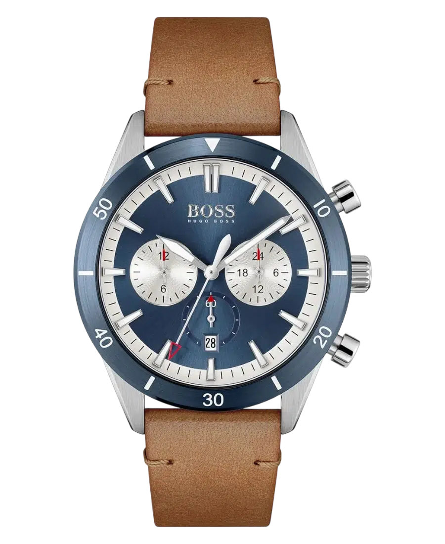 1513860 Hugo Boss Santiago Blå/Läder 44 mm - Bild 1