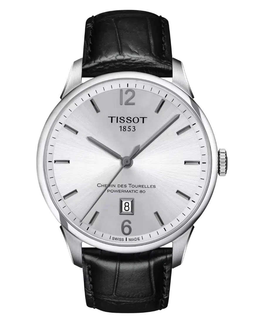 T099.407.16.037.00 Tissot Chemin des Tourelles Automatisk Silver/Läder 42 mm - Bild 1