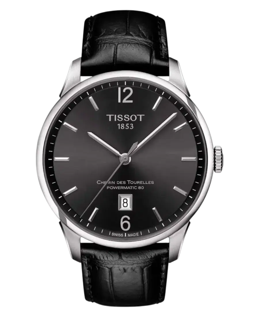 T099.407.16.447.00 Tissot Chemin des Tourelles Automatisk Grå/Läder 42 mm - Bild 1