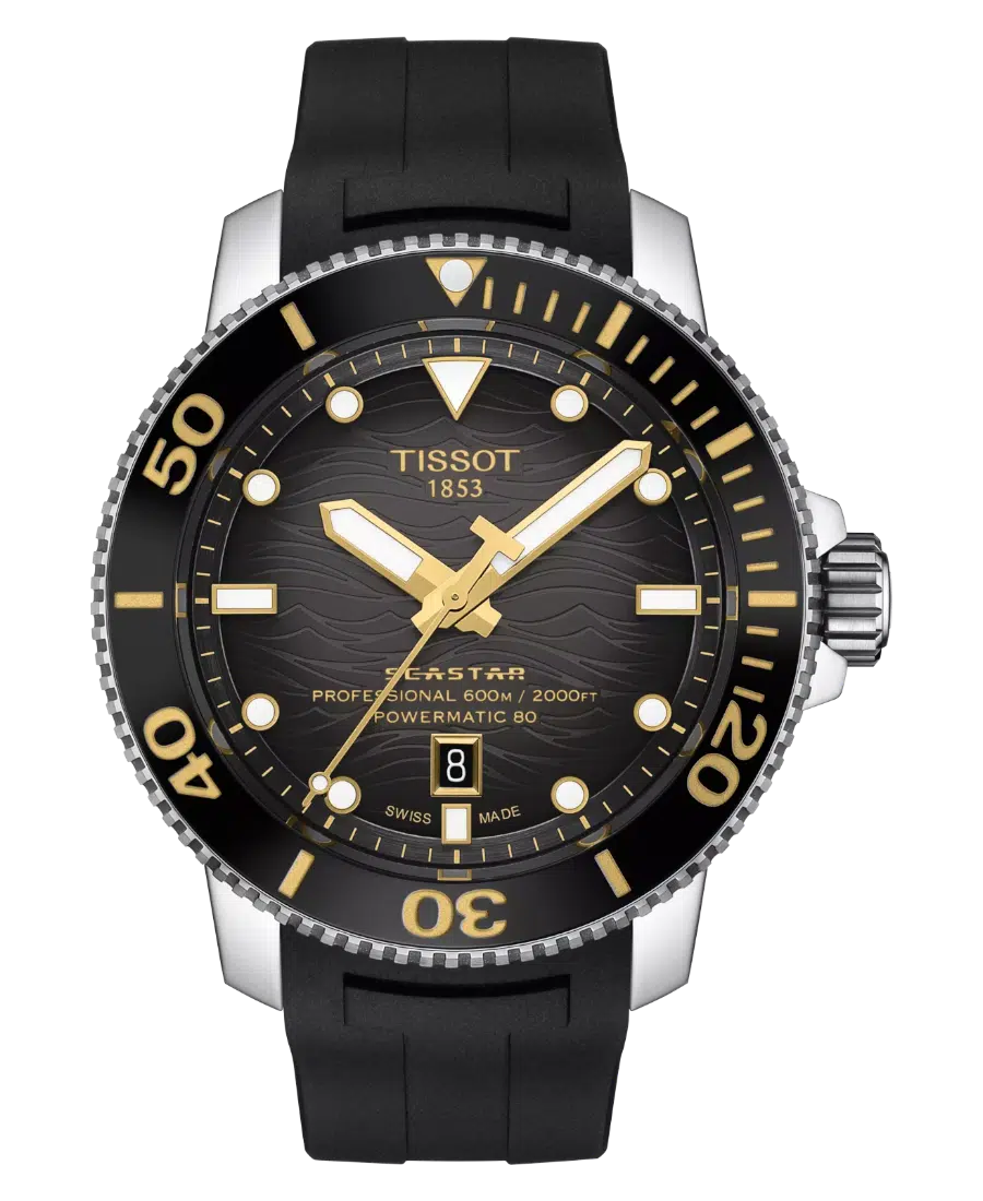 T120.607.17.441.01 Tissot Seastar Automatisk Grå/Svart Gummi 46 mm - Bild 1