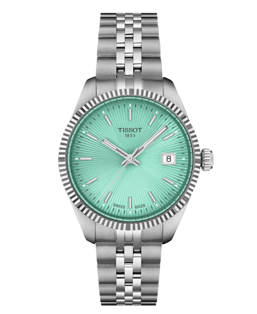 T156.210.11.091.00 Tissot Ballade 34 mm Swiss Quartz Damklocka – Grön urtavla & grå stållänk - Bild 1