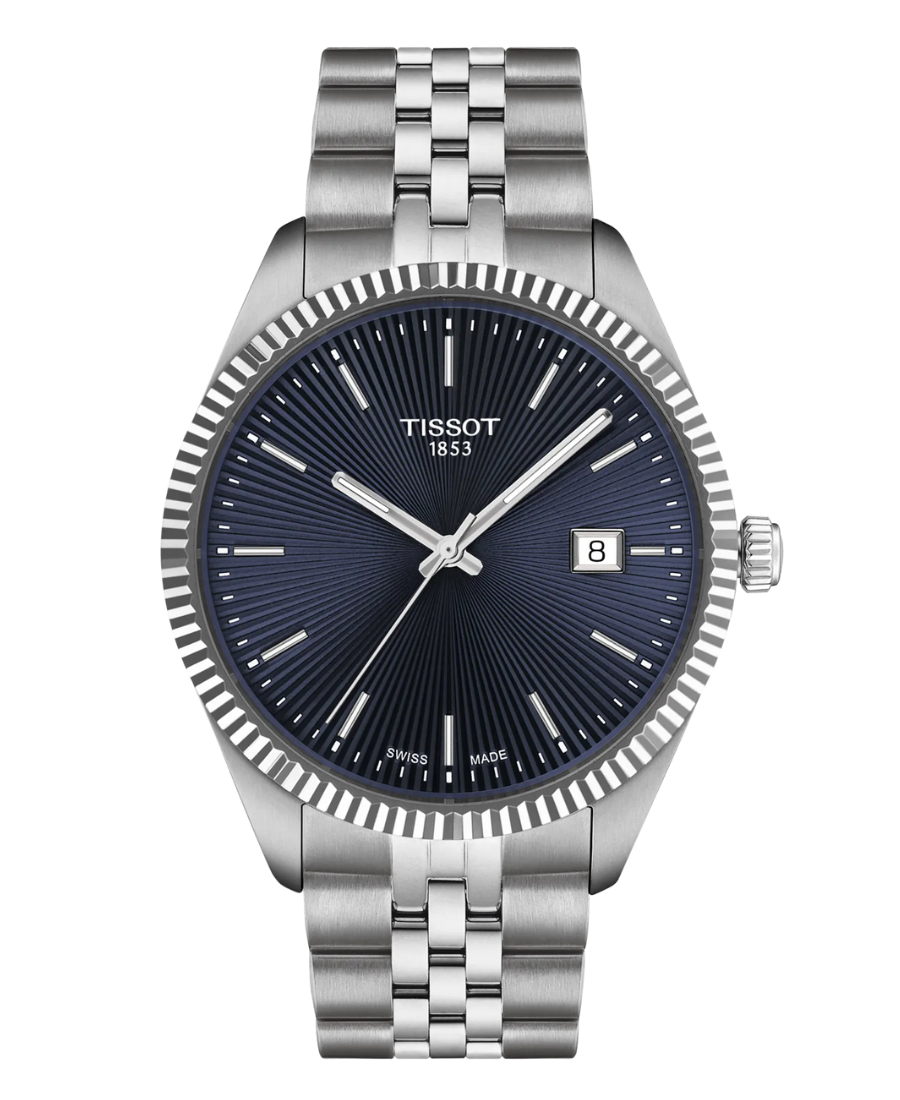 T156.410.11.041.00 Tissot Ballade 40 mm Swiss Quartz Herrklocka – Blå urtavla & grå stållänk - Bild 1