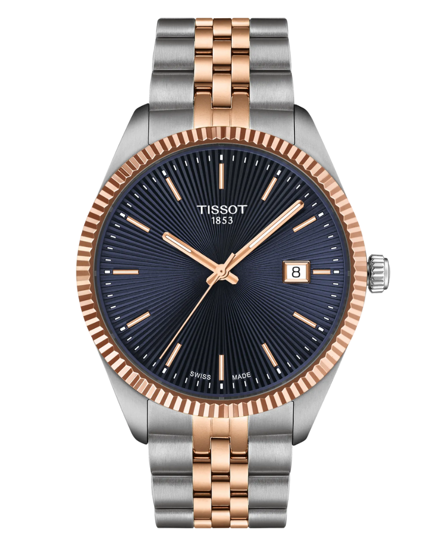 T156.410.22.041.00 Tissot Ballade 40 mm Quartz Herrklocka – Blå urtavla & tvåtonad stållänk - Bild 1