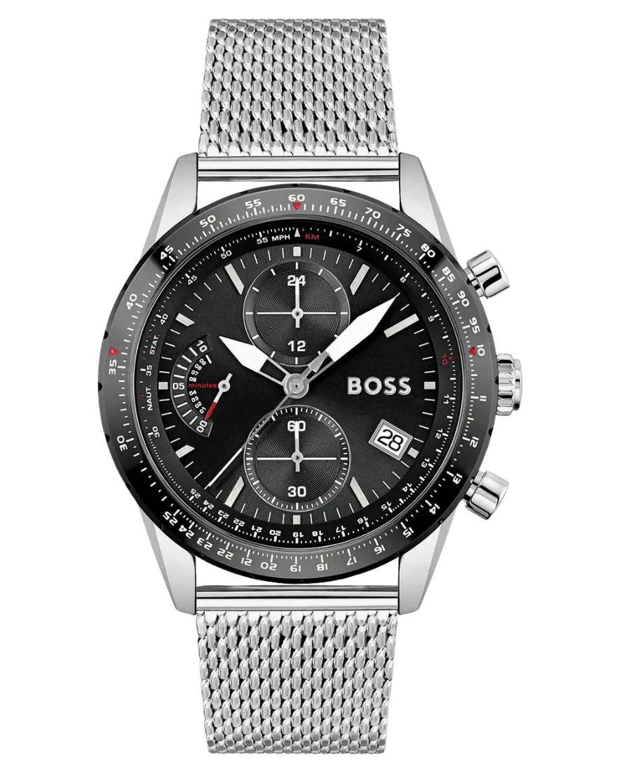 1513886 Hugo Boss Pilot Edition Herrklocka 44 mm med Silverfärgat Stålarmband - Bild 1