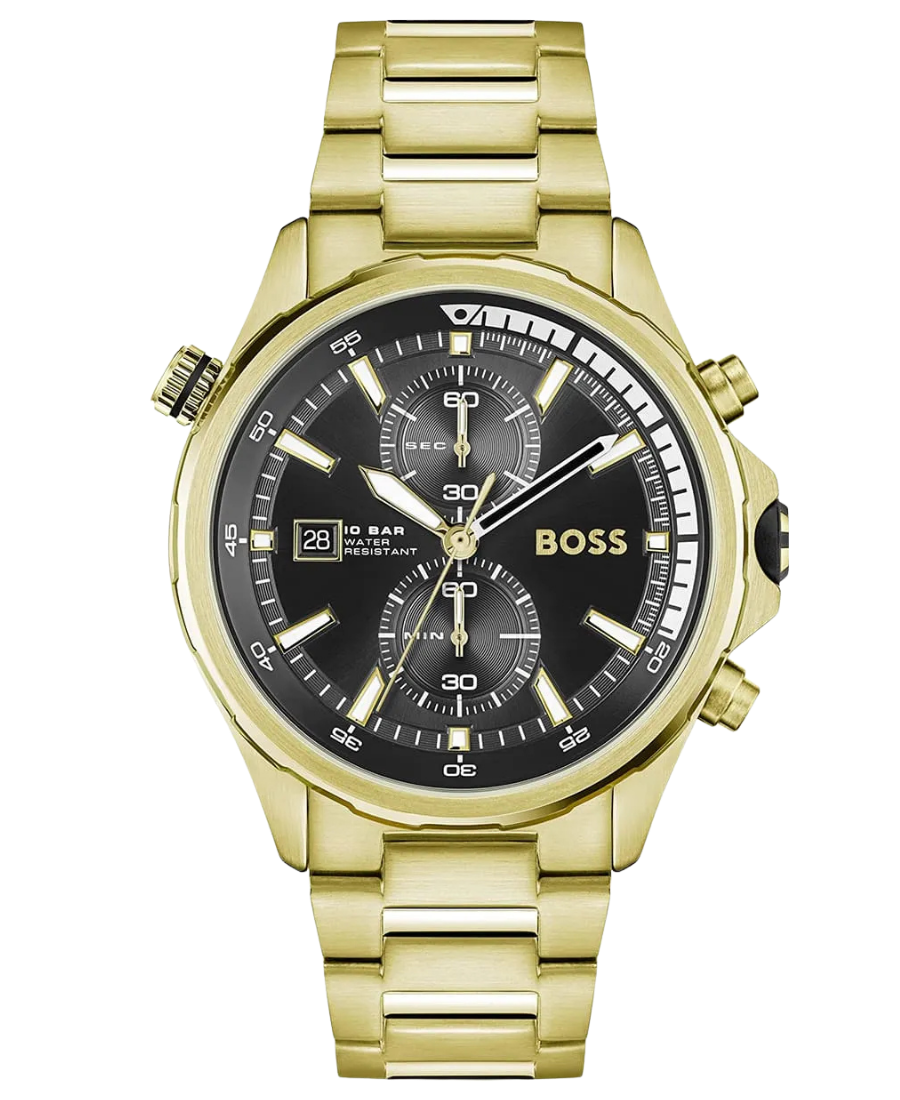 1513932 Hugo Boss Globetrotter Herrklocka 46 mm med Guldfärgat Stålarmband - Bild 1
