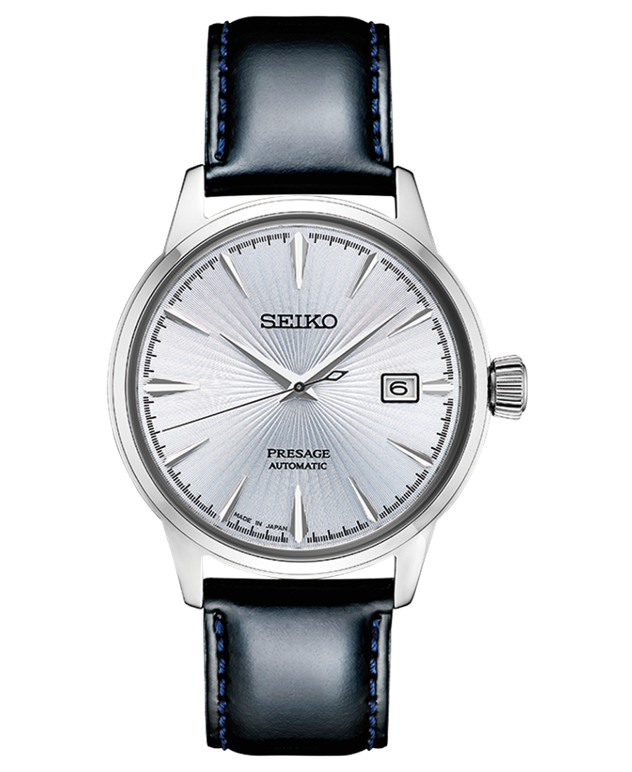 SRPB43J1 Seiko Presage SRPB43J1 Automatisk Herrklocka 40.5 mm – Light Blue Sunburst Dial Läderband Hardlex Glas Japan Made Dress Watch - Bild 1