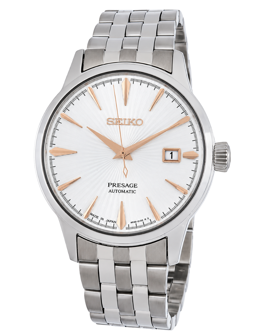 SRPB47J1 Seiko Presage SRPB47J1 Automatisk Herrklocka 40.5 mm – Silver Dial Stainless Steel Bracelet Hardlex Glass Japan Made Dress Watch - Bild 1