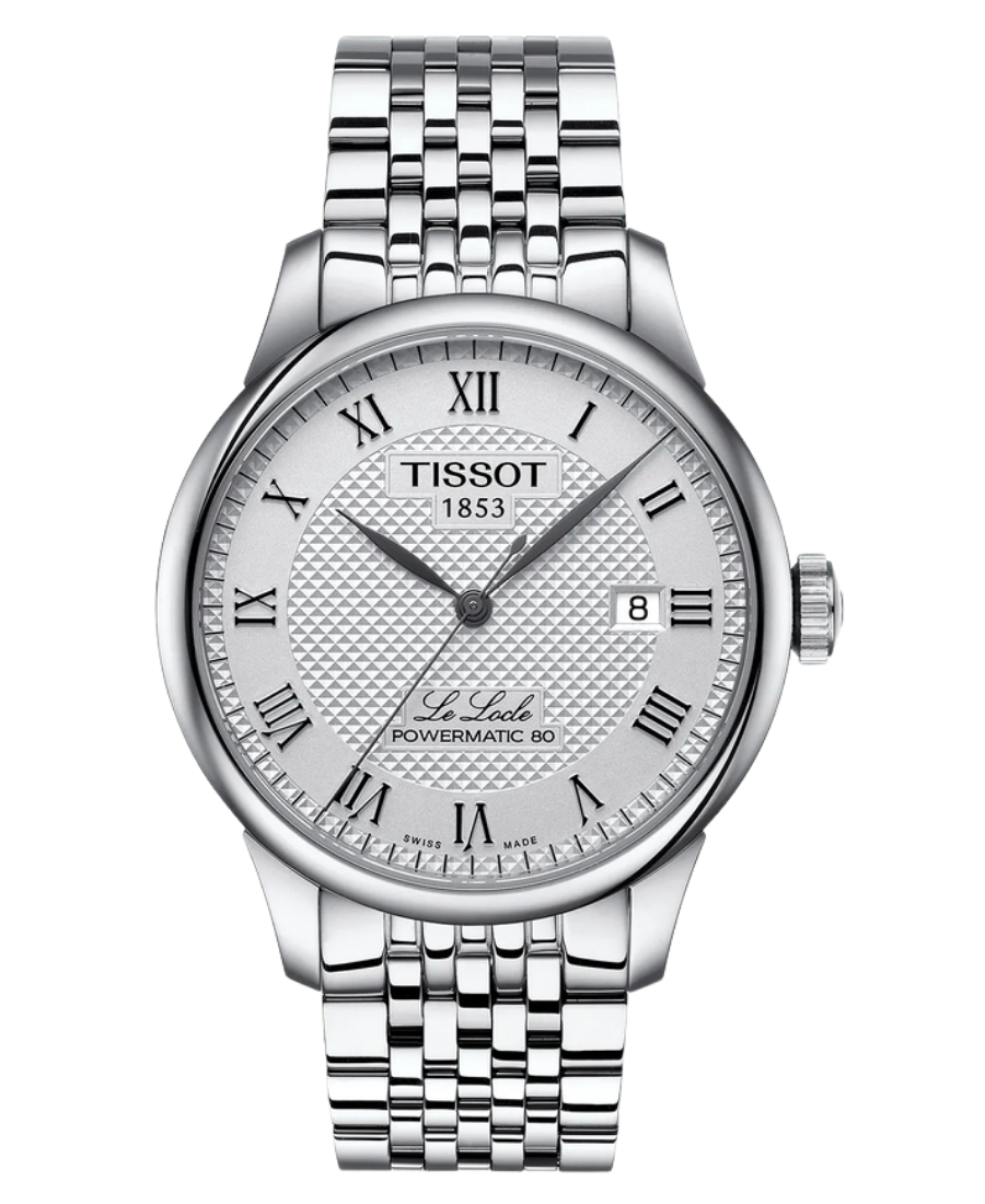 T006.407.11.033.00 Tissot Le Locle Powermatic 80 Automatisk Herrklocka 39.3 mm – Silver Urtavla med Stållänk - Bild 1