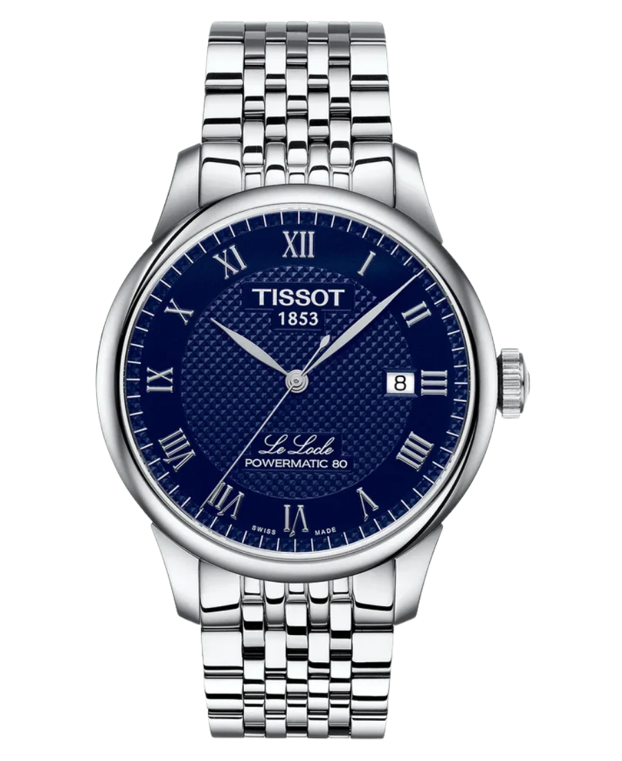 T006.407.11.043.00 Tissot Le Locle Powermatic 80 Automatisk Herrklocka 39.3 mm – Blå Urtavla med Stållänk - Bild 1