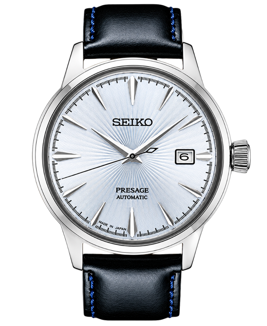 Urx Seiko Presage SRPB43J1 Automatisk Herrklocka 40.5 mm – Light Blue Sunburst Dial Läderband Hardlex Glas Japan Made Dress Watch - Bild 1