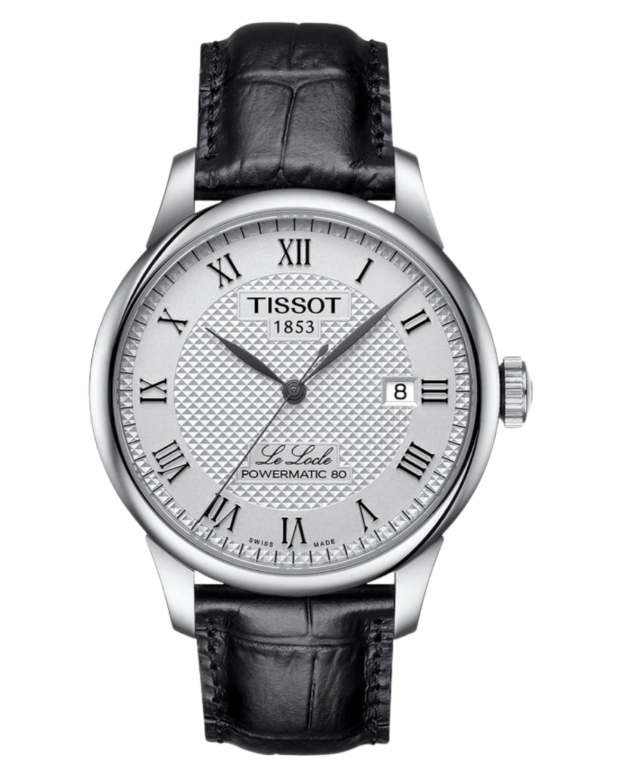 Urx T006.407.16.033.00 Tissot Le Locle Powermatic 80 Automatisk Herrklocka 39.3 mm – Silver Urtavla med Svart Läderband - Bild 1