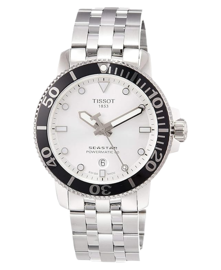 Urx T120.407.11.031.00 Tissot Seastar 1000 Powermatic 80 Automatisk Herrklocka 43 mm – Silverfärgad Urtavla med Stållänk - Bild 1