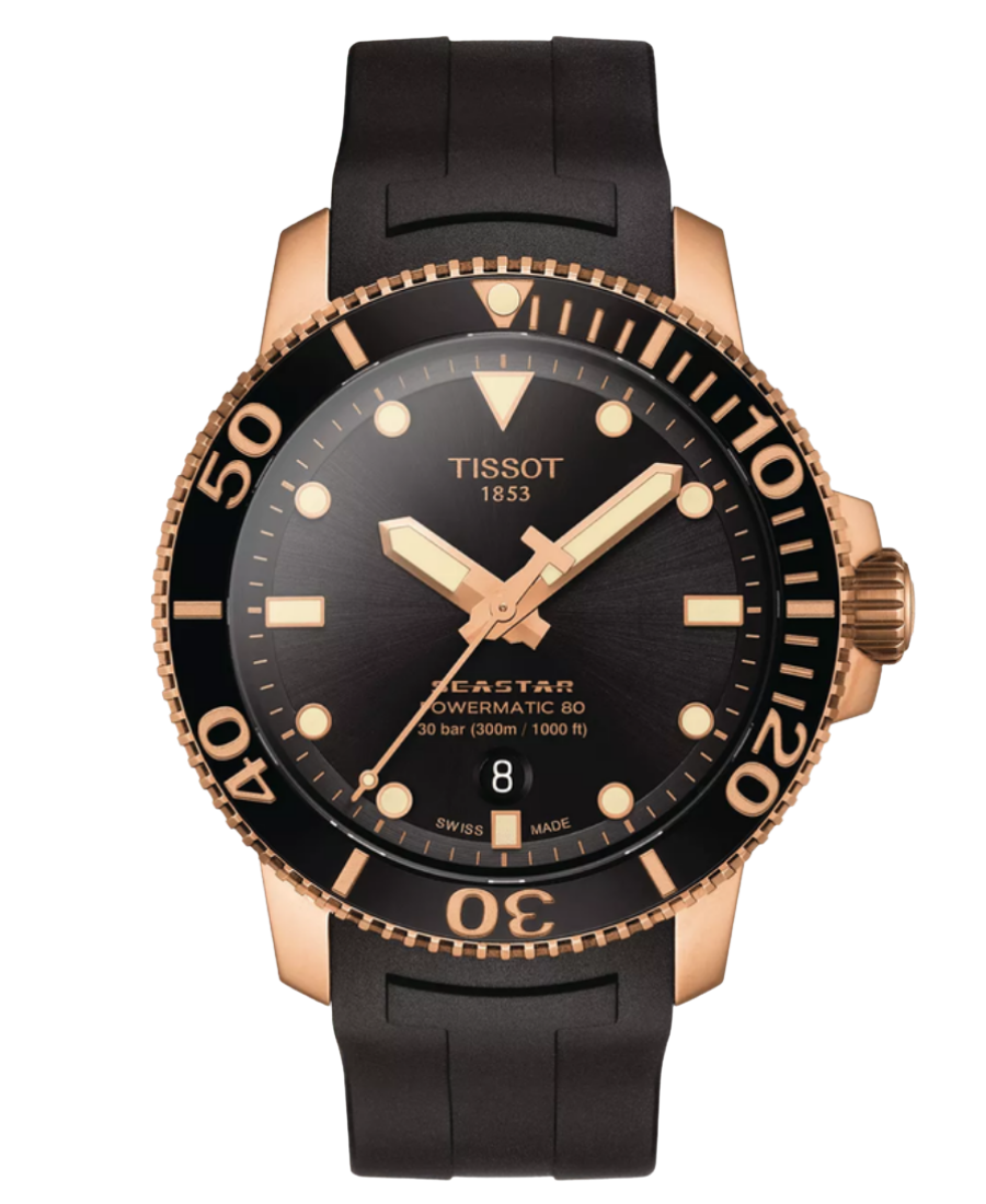Urx T120.407.37.051.01 Tissot Seastar 1000 Powermatic 80 43mm Automatisk Herrklocka Svart Roséguld - Bild 1