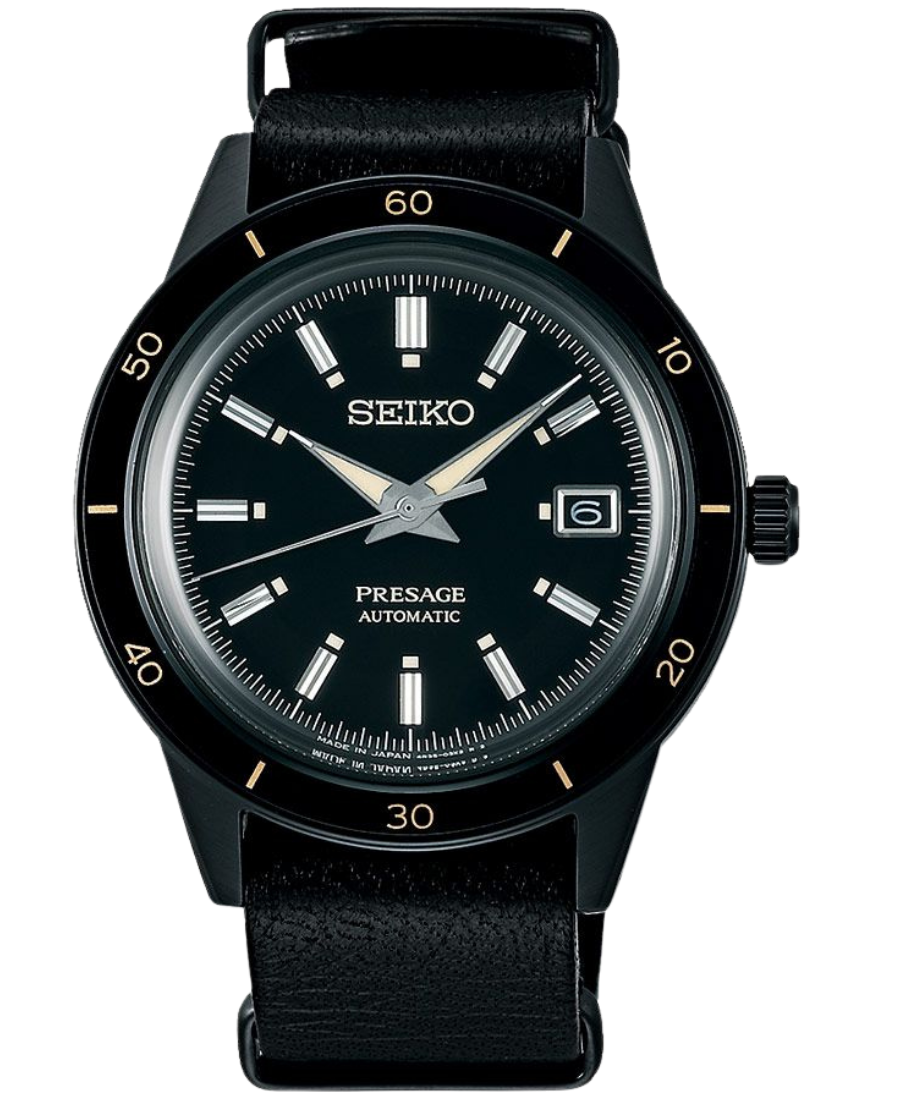 Urx SRPH95J1 Seiko Presage Style 60's Herrklocka Automatic 40.8 mm – Svart Urtavla med Svart Läderarmband - Bild 1