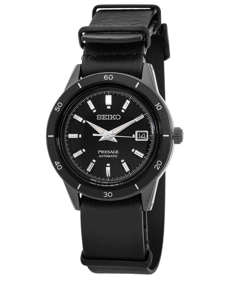 Urx SRPH95J1 Seiko Presage Style 60's Herrklocka Automatic 40.8 mm – Svart Urtavla med Svart Läderarmband - Bild 1