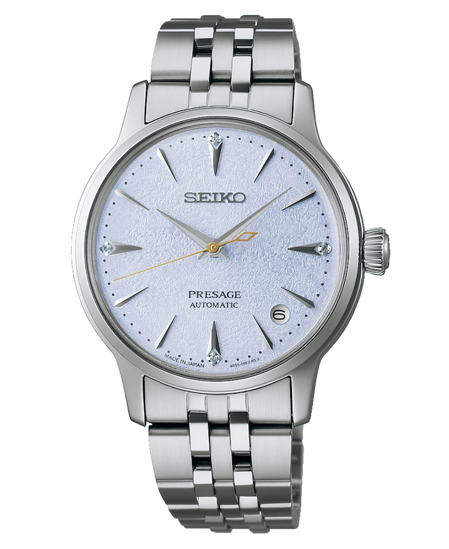 Urx SRPL61J1 Seiko Presage Cocktail Time Damklocka Automatic 34 mm – Ljusblå Urtavla med Diamanter och Stållänk - Bild 1