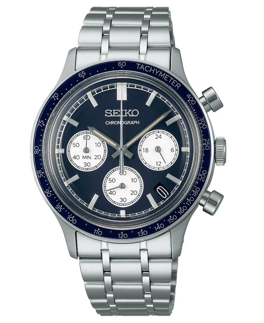 Urx SSB477P1 Seiko Chronograph Herrklocka Quartz 38.7 mm – Mörkblå Urtavla med Stållänk - Bild 1
