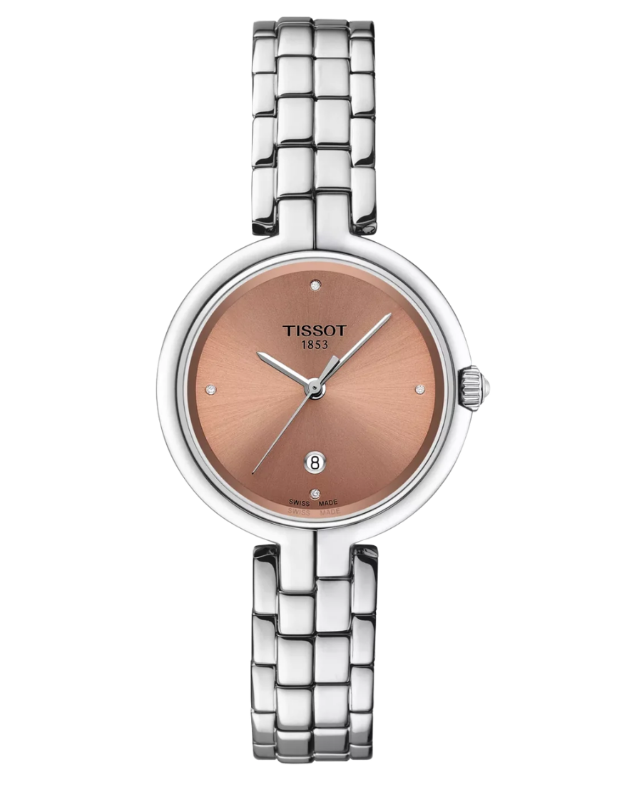 Urx T094.210.11.336.00 Tissot Flamingo Damklocka Quartz 30 mm – Rosa Urtavla med Silverfärgad Boett och Länk - Bild 1