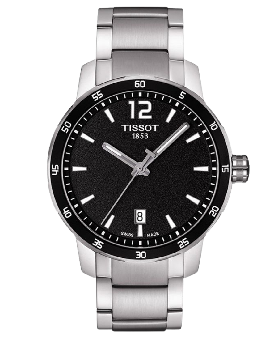 Urx T095.410.11.057.00 Tissot Quickster Herrklocka Quartz 40 mm – Svart Urtavla med Silverfärgad Boett och Länk - Bild 1