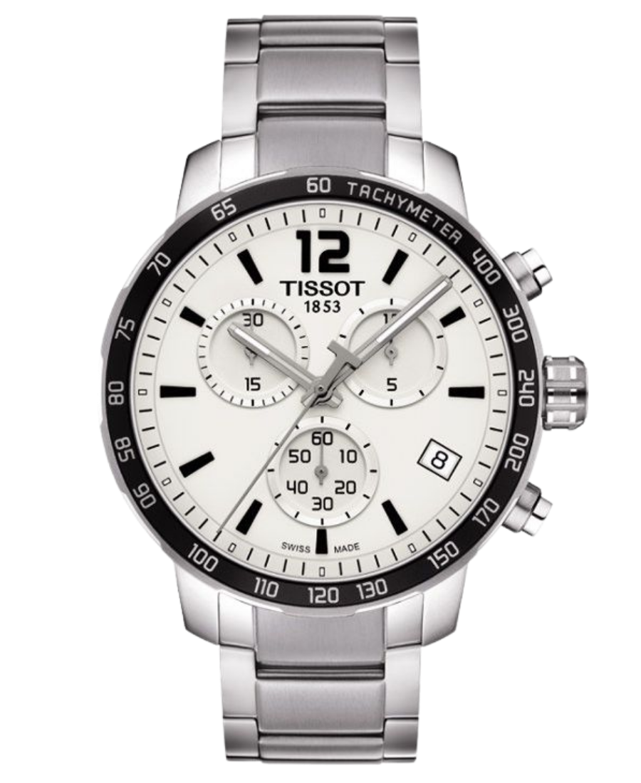 Urx T095.417.11.037.00 Tissot Quickster Chronograph Herrklocka Quartz 42 mm – Silver Urtavla med Silverfärgad Boett och Länk - Bild 1