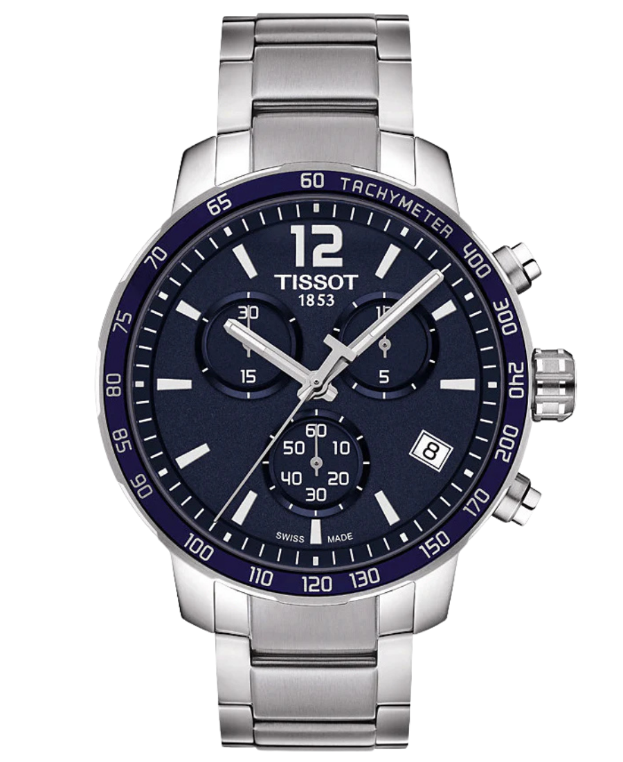 Urx T095.417.11.047.00 Tissot Quickster Chronograph Herrklocka Quartz 42 mm – Blå Urtavla med Silverfärgad Boett och Länk - Bild 1