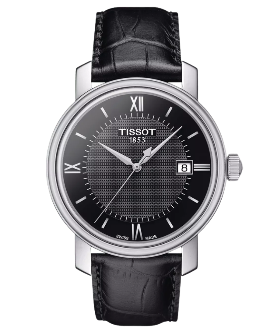 Urx T097.410.16.058.00 Tissot Bridgeport Herrklocka Quartz 40 mm – Svart Urtavla med Silverfärgad Boett och Svart Läderband - Bild 1