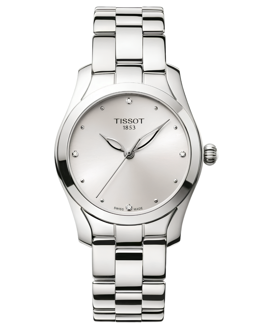 Urx T112.210.11.036.00 Tissot T-Wave Diamonds Damklocka Quartz 30 mm – Silver Urtavla med Silverfärgad Boett och Länk - Bild 1