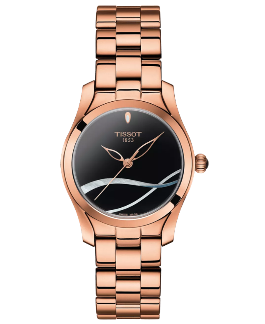 Urx T112.210.33.051.00 2 Tissot T-Wave Damklocka Quartz 30 mm – Svart Urtavla med Roséguldfärgad Boett och Länk - Bild 1