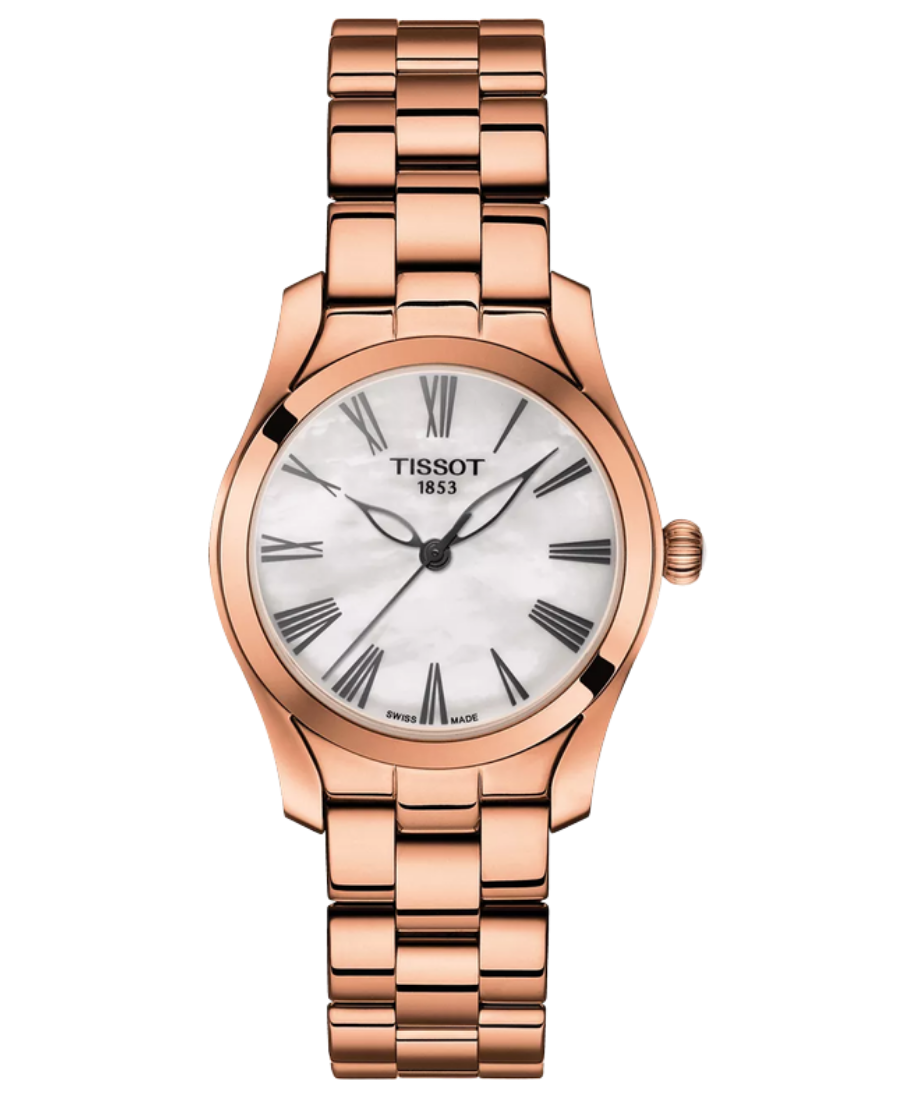 Urx T112.210.33.113.00 Tissot T-Wave Damklocka Quartz 30 mm – Vit Pärlemorurtavla med Roséguldfärgad Boett och Länk - Bild 1