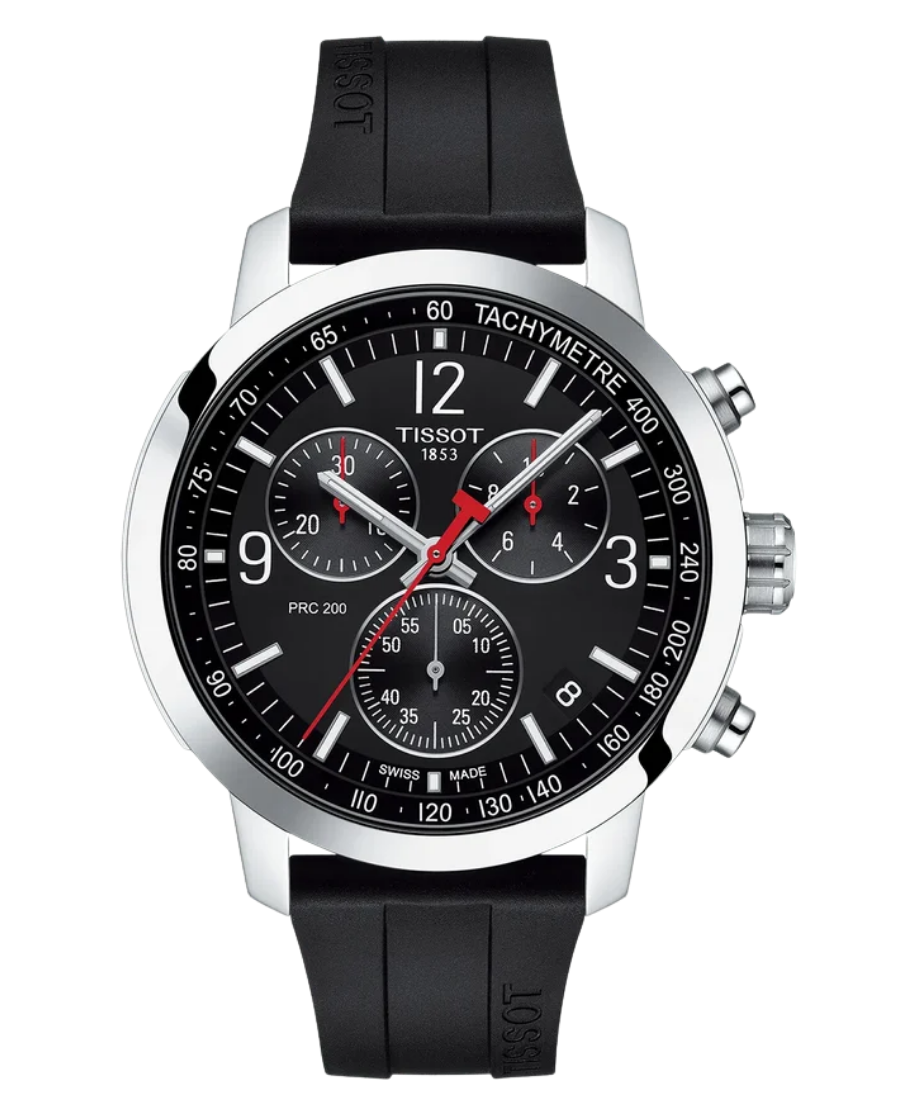 Urx T114.417.17.057.00 Tissot PRC 200 Chronograph Herrklocka Quartz 43 mm – Svart Urtavla med Svart Gummiband - Bild 1