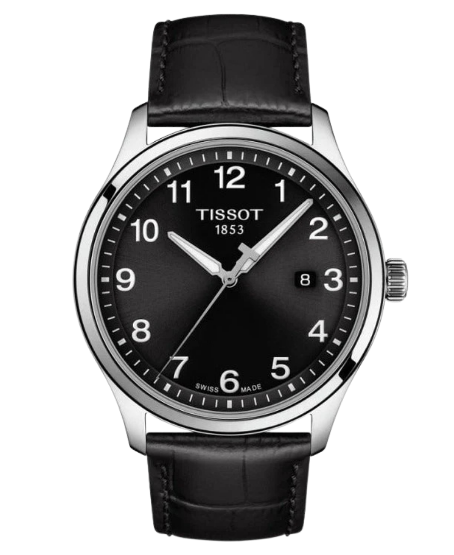 Urx T116.410.16.057.00 Tissot Gent XL Classic Herrklocka Quartz 42 mm – Svart Urtavla med Svart Läderarmband och Silverfärgad Boett - Bild 1