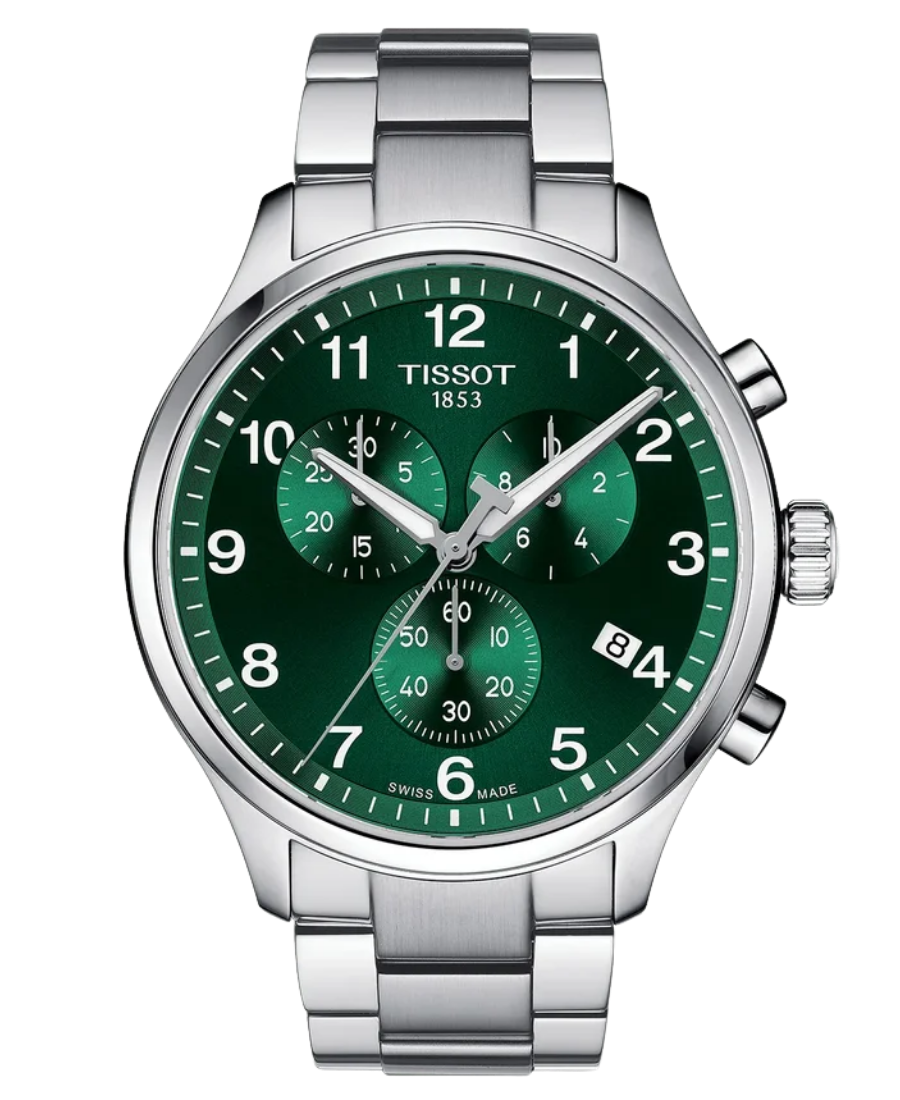Urx T116.617.11.092.00 Tissot Chrono XL Classic Chronograph Herrklocka Quartz 45 mm – Grön Urtavla med Silverfärgad Boett och Länk - Bild 1