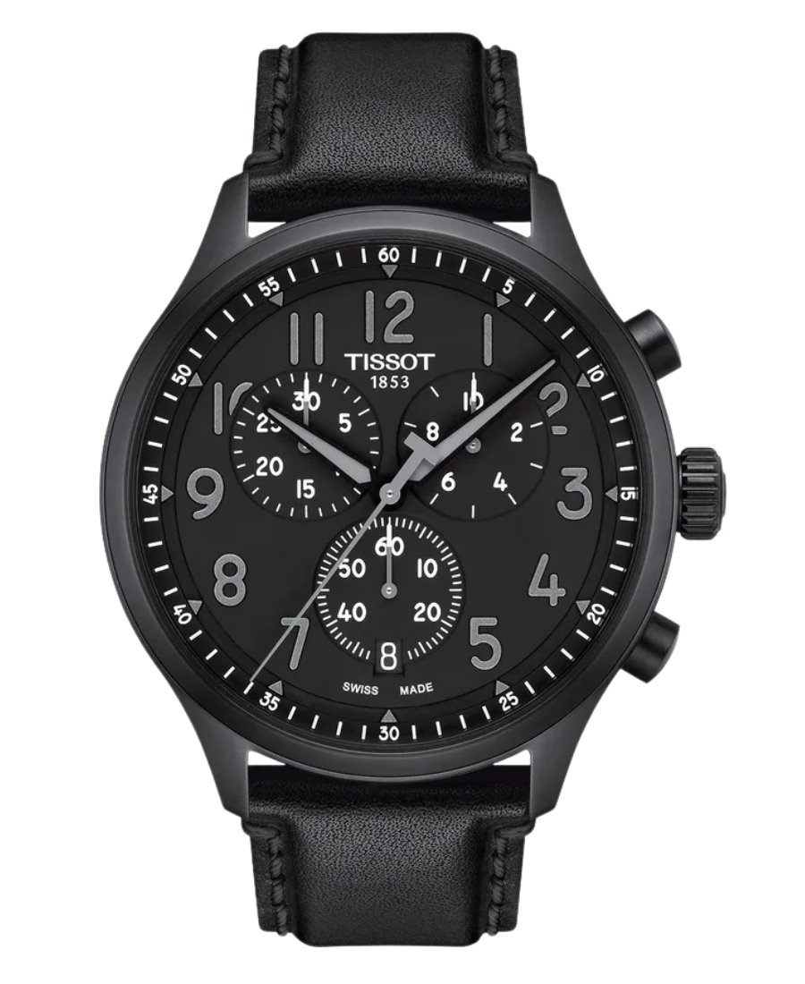 Urx T116.617.36.052.00 Tissot Chrono XL Vintage Chronograph Herrklocka Quartz 45 mm – Svart Urtavla med Svart Läderarmband - Bild 1