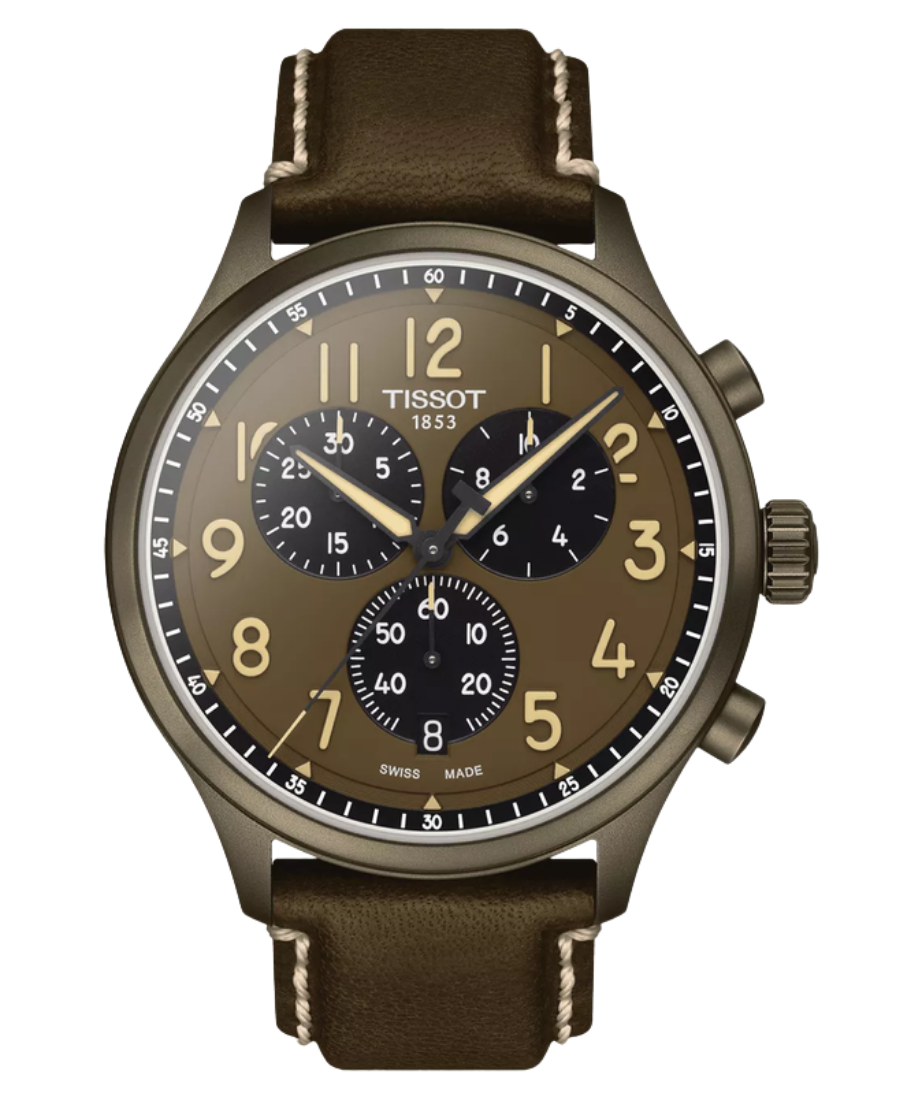 Urx T116.617.36.092.00 Tissot Chrono XL Vintage Chronograph Herrklocka Quartz 45 mm – burn Urtavla med Brun PVD-Boett och Brunt Läderarmband - Bild 1