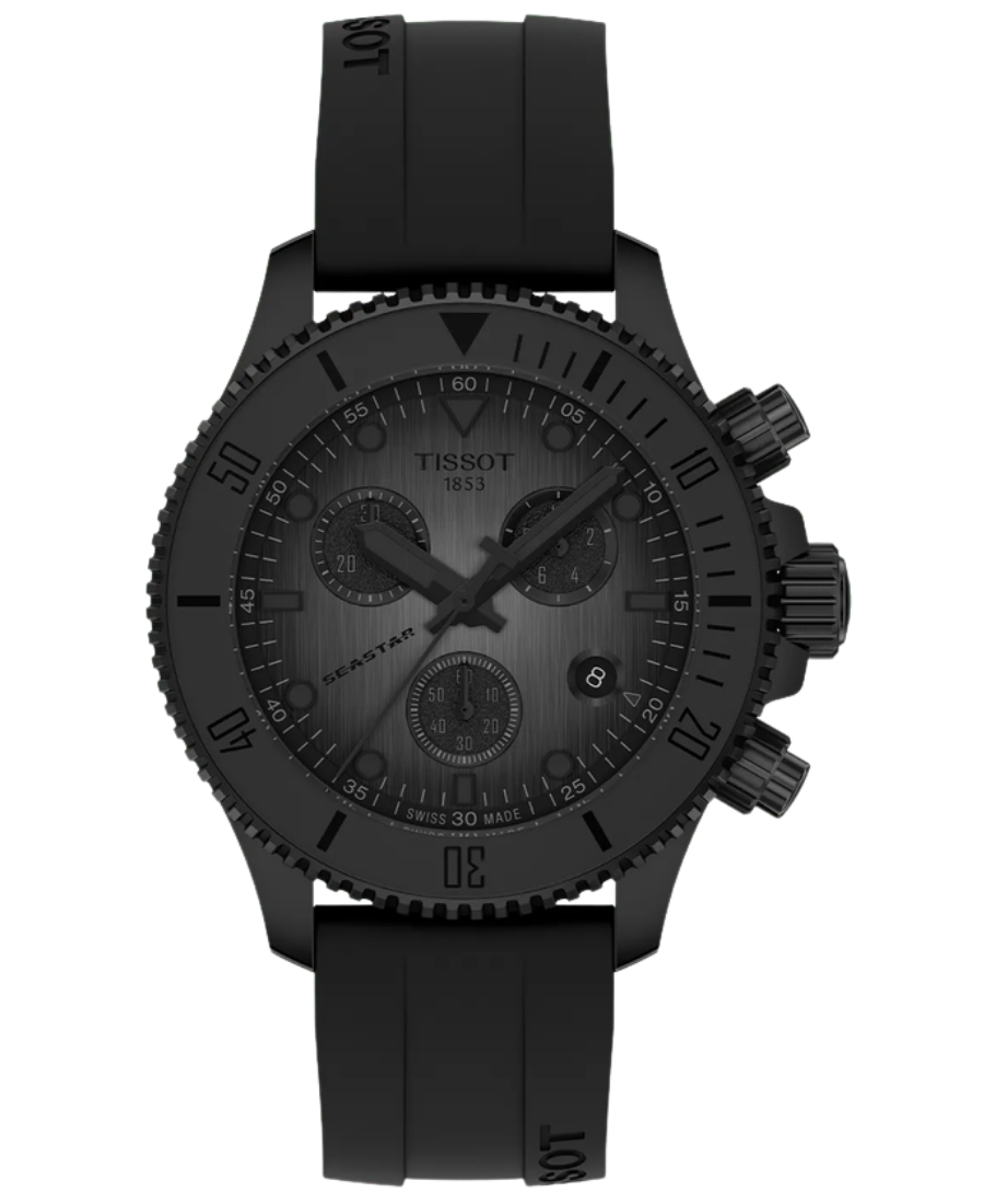 Urx T120.217.37.061.00 1 Tissot Seastar 1000 Damklocka Quartz Chronograph 38 mm – Grå Gradient Urtavla med Svart Boett och Svart Silikonrem - Bild 1