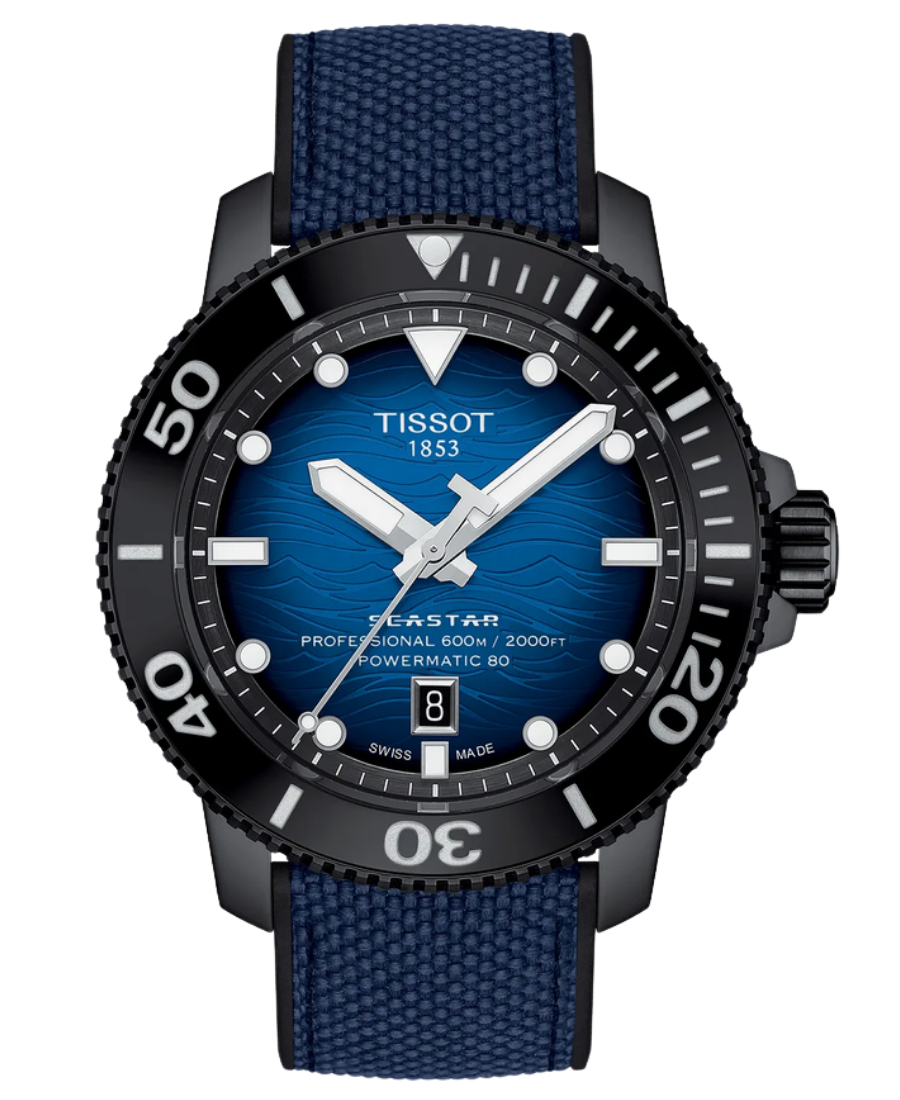 Urx T120.607.37.041.00 Tissot Seastar 2000 Professional Powermatic 80 Herrklocka Automatic 46 mm – Blå Gradient Urtavla med Svart/Gummiband - Bild 1