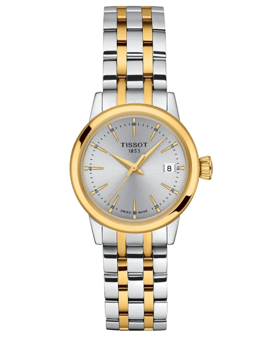Urx T129.210.22.031.00 Tissot Classic Dream Damklocka Quartz 28 mm – Silver Urtavla med Bicolor Boett och Stållänk - Bild 1