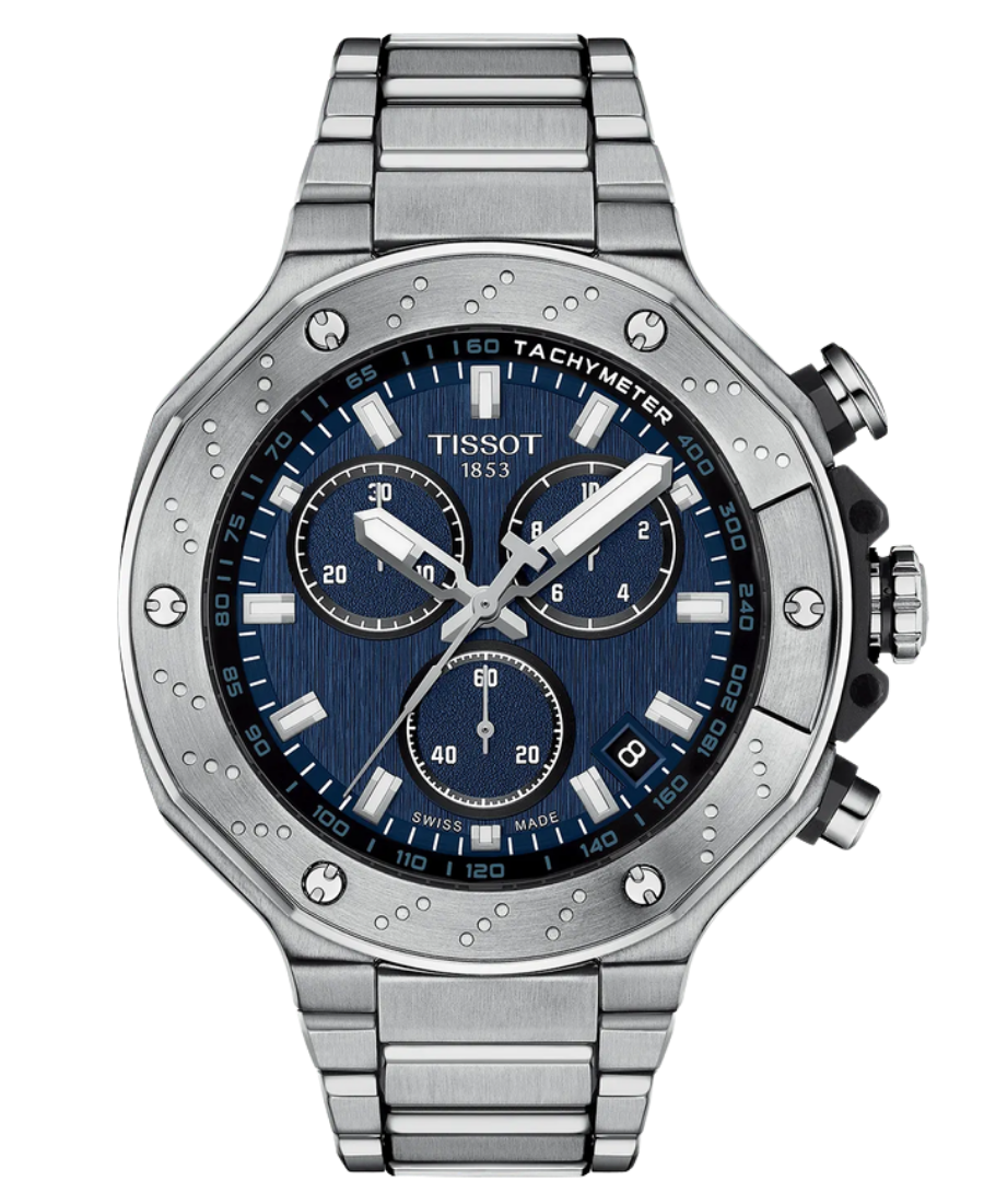 Urx T141.417.11.041.00 Tissot T-Race Chronograph Herrklocka Quartz 45 mm – Blå Urtavla med Stållänk - Bild 1