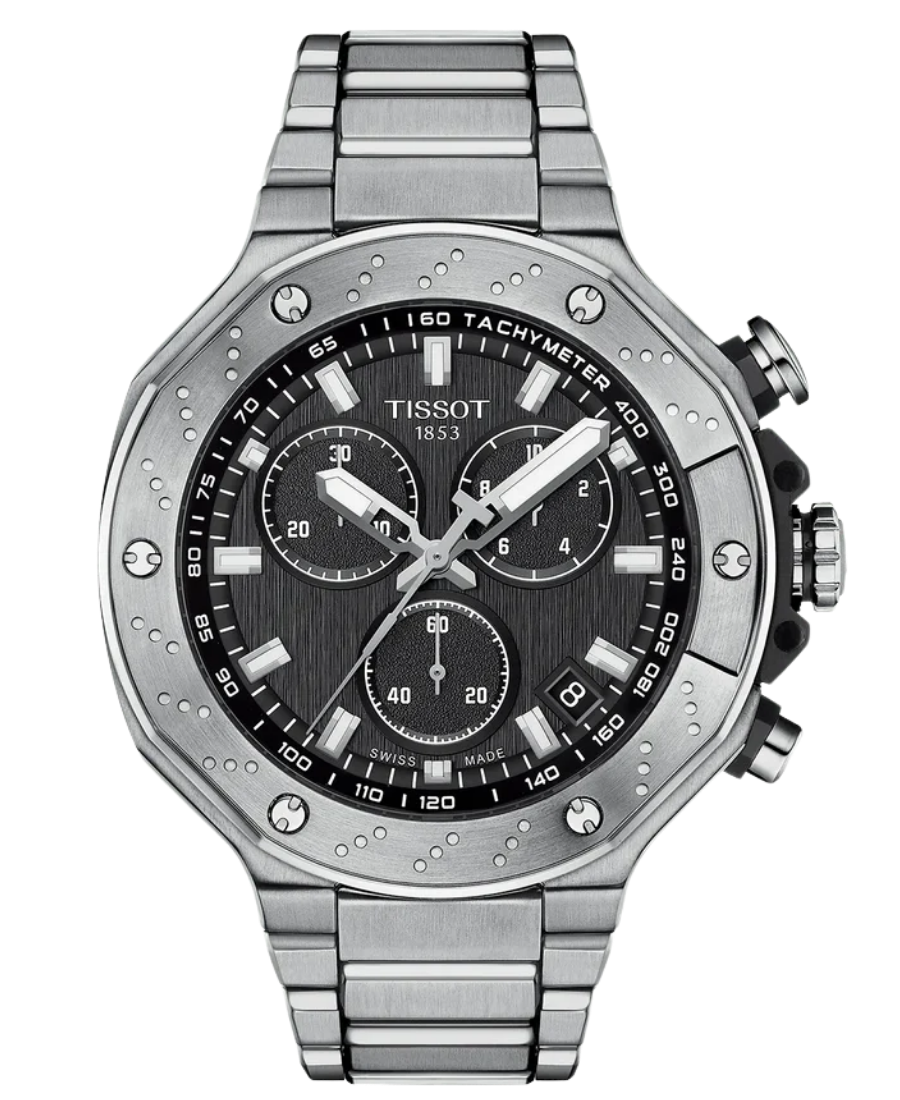 Urx T141.417.11.051.01 Tissot T-Race Chronograph Herrklocka Quartz 45 mm – Svart Urtavla med Stållänk - Bild 1
