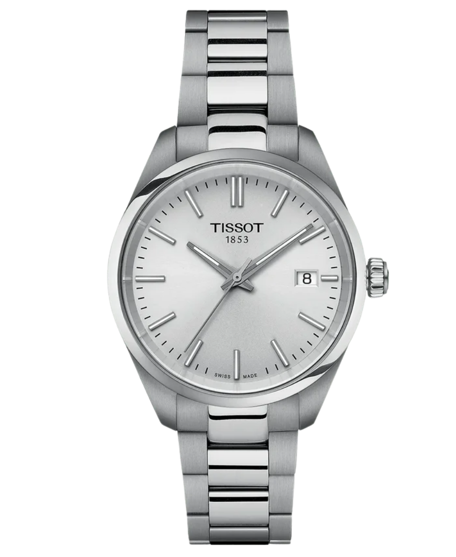 Urx T150.210.11.031.00 Tissot PR 100 Damklocka Quartz 34 mm – Silverfärgad Urtavla med Stållänk - Bild 1