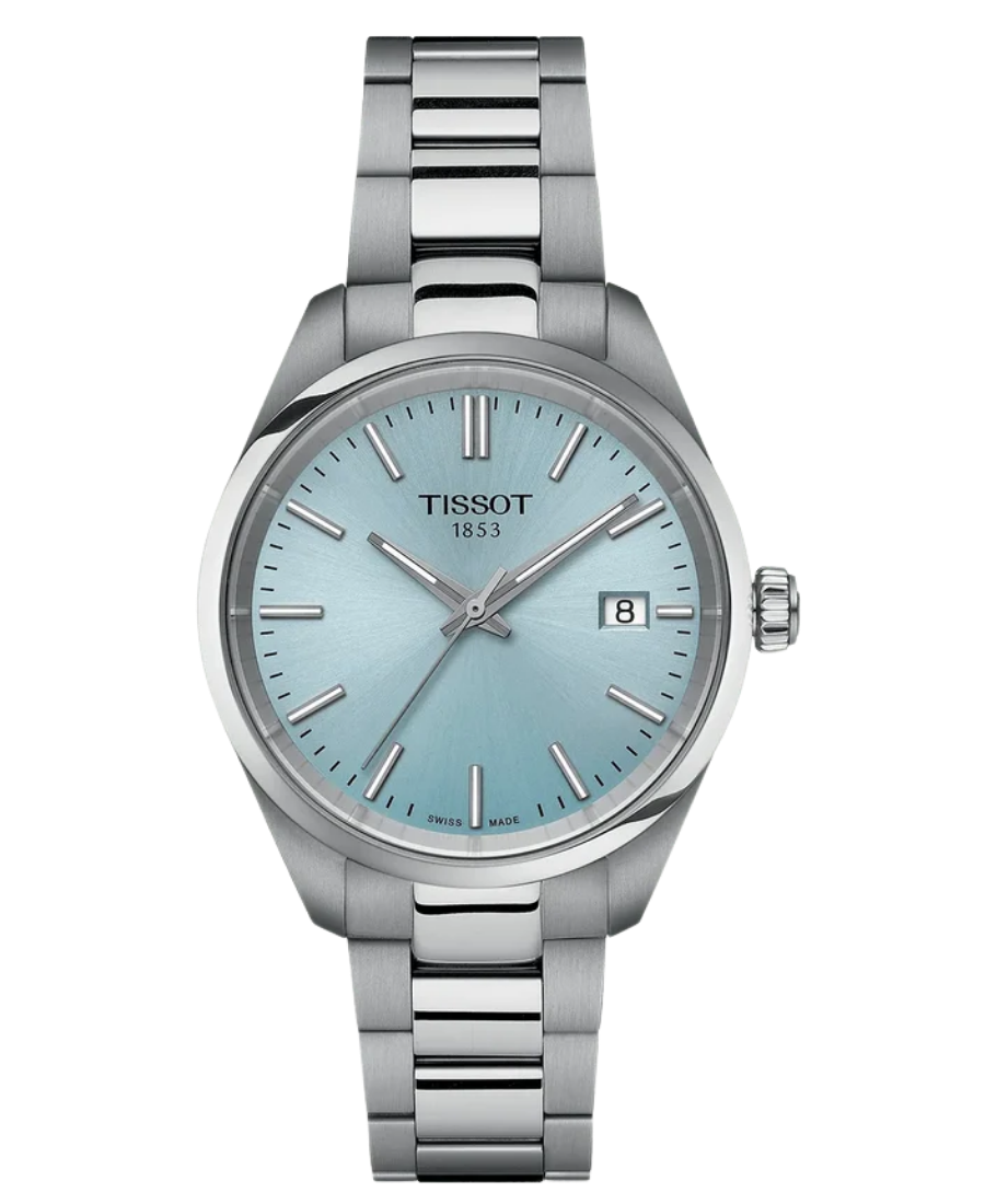 Urx T150.210.11.351.00 Tissot PR 100 Damklocka Quartz 34 mm – Isblå Urtavla med Stållänk - Bild 1