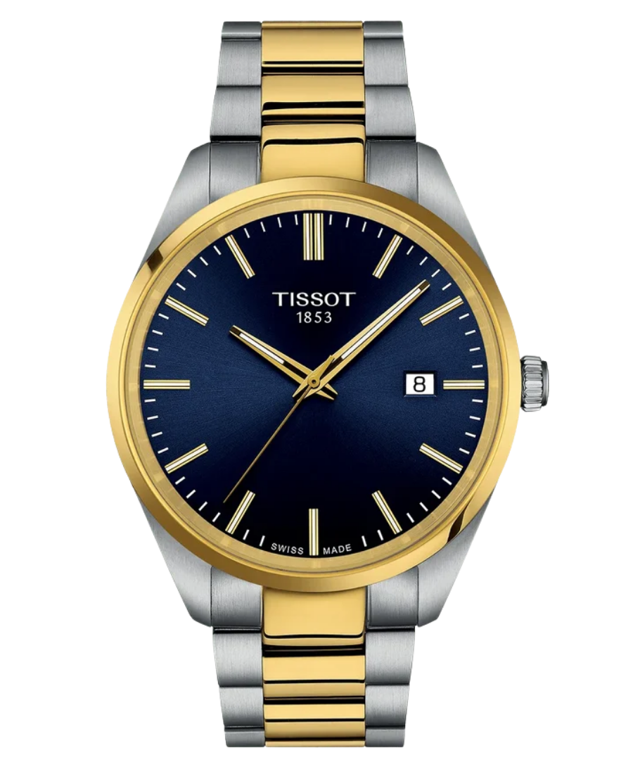 Urx T150.410.22.041.00 Tissot PR 100 Herrklocka Quartz 40 mm – Blå Sunray Urtavla med Stållänk i Guld/PVD - Bild 1
