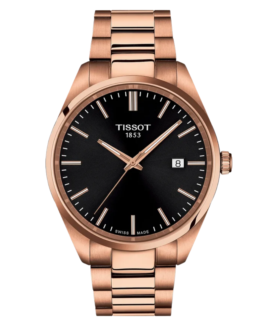 Urx T150.410.33.051.00 Tissot PR 100 Herrklocka Quartz 40 mm – Svart Sunray Urtavla med Roséguld PVD & Stållänk - Bild 1