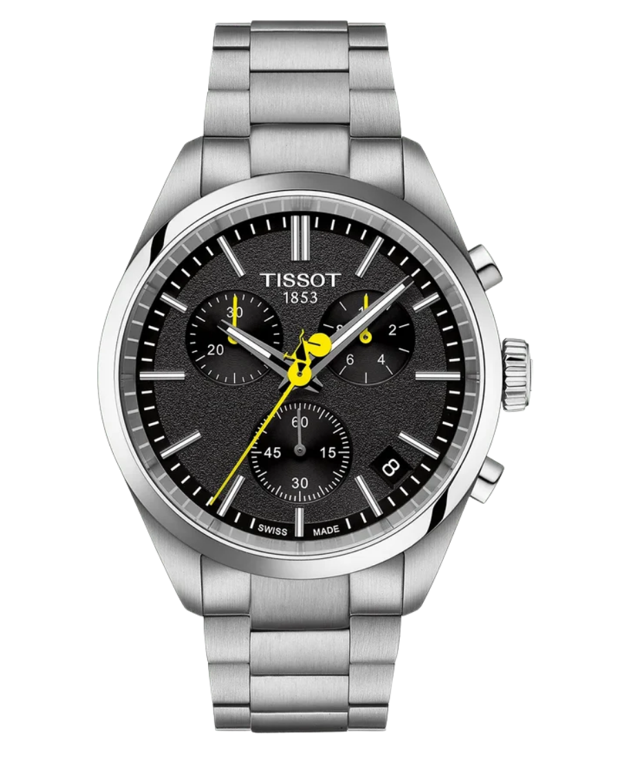 Urx T150.417.11.051.00 Tissot PR 100 Chronograph Herrklocka Quartz 40 mm – Svart Sunray Urtavla med Stållänk - Bild 1