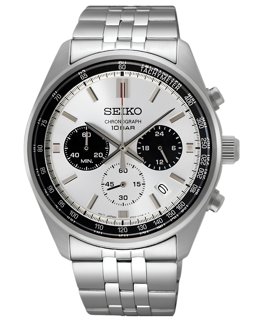Urx seiko SSB425P1 Seiko Chronograph Herrklocka Quartz 41.5 mm – Silverfärgad Panda-Urtavla med Stållänk - Bild 1